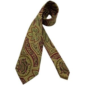 LUCIANO BARBERA Burgundy/Gold Paisley Silk LUXURY Tie ITALY